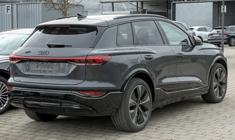 Black Audi Q6 e-tron electric SUV, the cheapest priced 2027 Audi EV so far