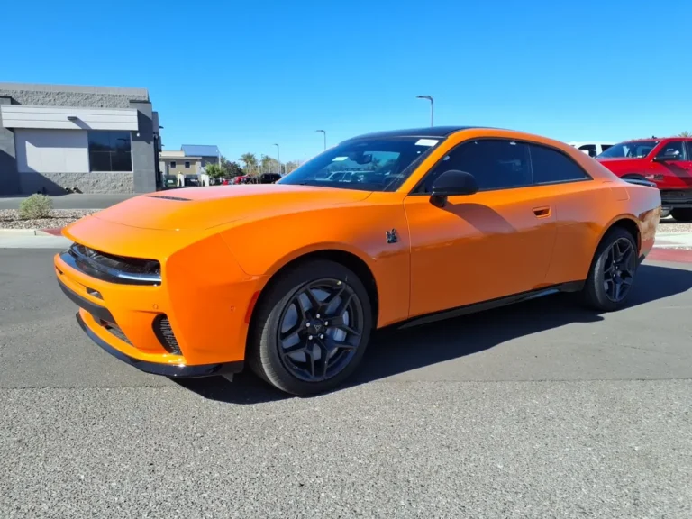 Orange 2026 Dodge Charger Scat Pack two-door, the car the Mopar Charger special edition is reportedly based on