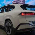 Blue BMW iX3 50 at IAA Munich, the first of the BMW 2027 models from the Neue Klasse